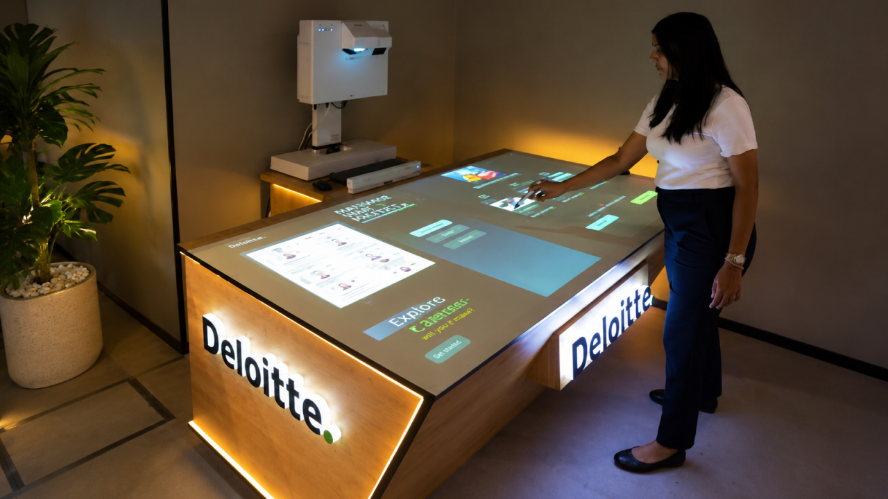 product table at Deloitte’s digital experience center